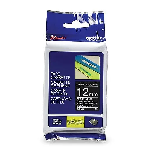 Brother TZE335 1/2" White Print on Black Label Tape