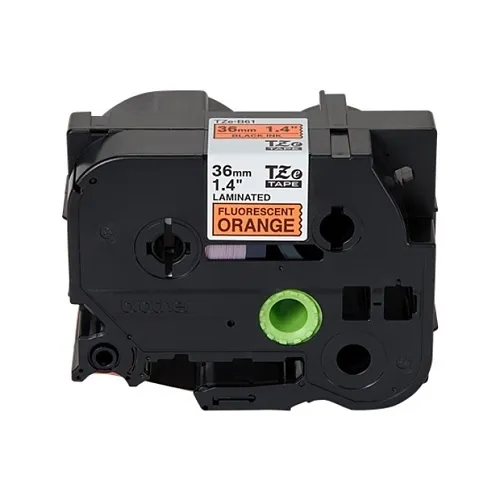 Brother TZEB61 Labels, 1.4 " by 16.4 ' (36mm by 5m), Black on Fluorescent Orange