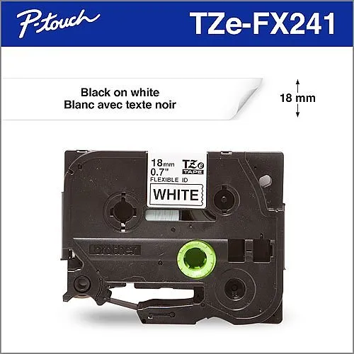 Brother TZEFX241 Black on White Flexible ID 18mm