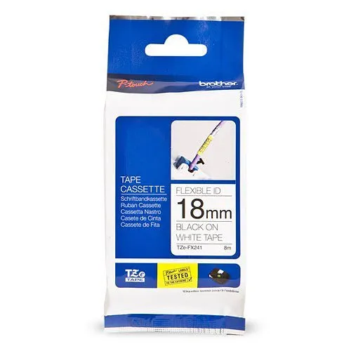 Brother TZEFX241 Black on White Flexible ID 18mm
