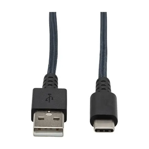 Tripp Lite U038-006-GY-MAX Heavy-Duty USB-A to USB-C Cable, USB 2.0, UHMWPE and Aramid Fibers, (M/M), Gray, 6' (1.83 m)