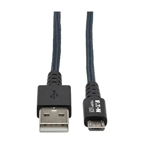 Tripp Lite U050-006-GY-MAX Heavy-Duty USB 2.0 USB-A to Micro-B Cable - M/M, UHMWPE and Aramid Fibers, Gray, 6' (1.83 m)