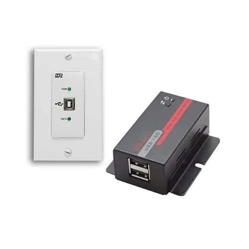 Hall U22-160-DP USB 2.0 over UTP Extender Decora Wall Plate with 2-Port Hub