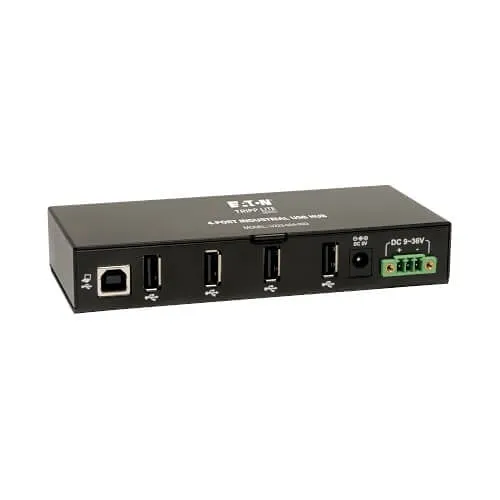 Eaton Tripp Lite U223-004-IND 4-Port Industrial-Grade USB 2.0 Hub, 15 kV ESD Immunity, Metal Housing, Mountable