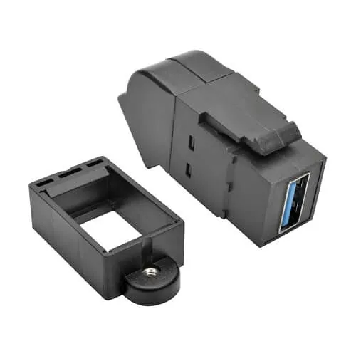 Eaton Tripp Lite U325-000-KPA-BK USB 3.0 All-in-One Keystone / Panel Mount Angled Coupler, Female to Female, Black