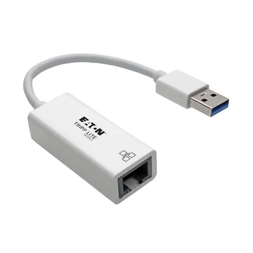 Eaton Tripp Lite U336-000-GBW USB 3.0 SuperSpeed to Gigabit Ethernet NIC Network Adapter RJ45 Female 10, 100, 1000, White