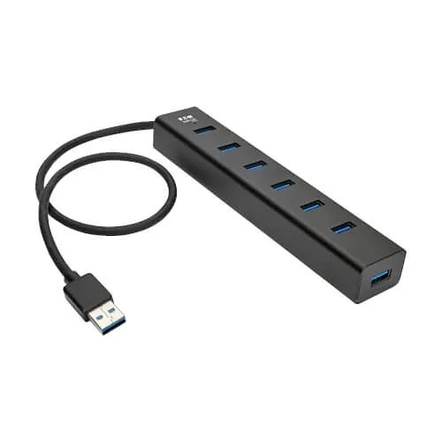 Eaton Tripp Lite U360-007-AL-INT 7-Port USB-A Mini Hub, USB 3.x, International Plug Adapters, Aluminum Housing