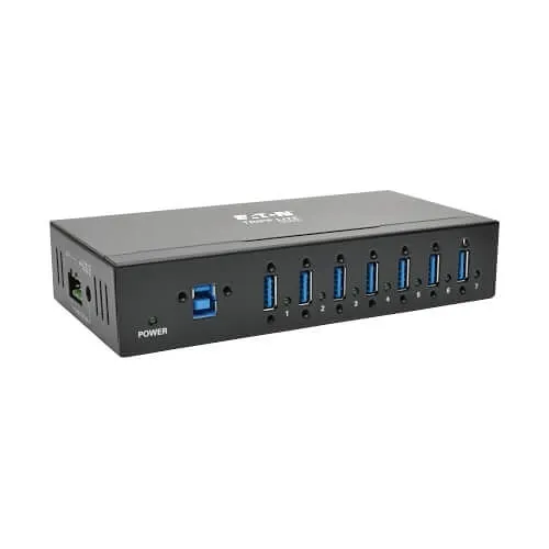 Eaton Tripp Lite U360-007-IND 7-Port Industrial-Grade USB 3.x (5Gbps) Hub, 20 kV ESD Immunity, Metal Housing, Mountable