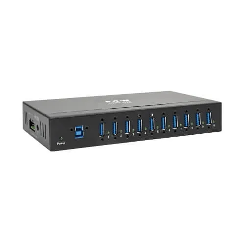 Eaton Tripp Lite U360-010-IND 10-Port USB 3.0 Hub, Industrial USB Splitter for USB Charging and Data Transfer, 5Gbps, Iron Housing