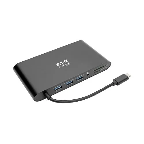 Eaton Tripp Lite U442-DOCK1-B USB-C Dock, Dual Display, 4K HDMI mDP, VGA, USB 3.2 Gen 1, USB-A/C Hub, GbE, Memory Card, 100W PD Charging