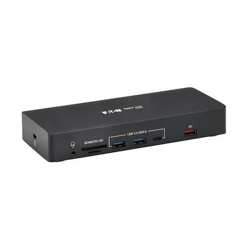Eaton Tripp Lite U442AB-DOCK9 Safe-IT USB-C Dock, 4K 60 Hz HDMI/DisplayPort, USB 3.2 Gen 2, USB Hub, Gigabit Ethernet, 100W PD Charging