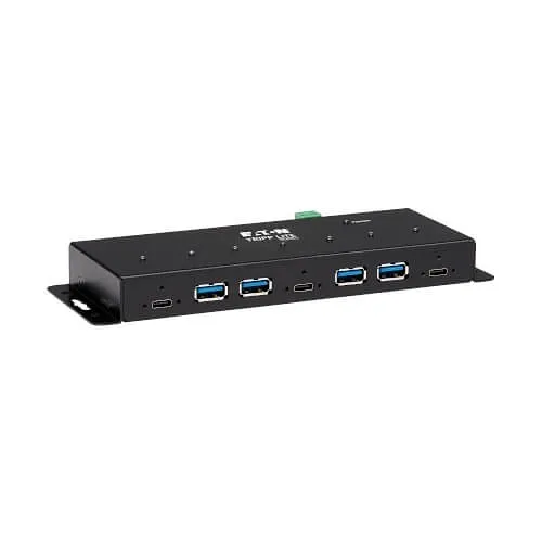 Eaton Tripp Lite U460-4A3C-IND Eaton Tripp Lite Series Industrial 7-Port USB-C Hub, USB 3.x Gen 2, 10Gbps, 15Kv ESD Immunity, 2Kv Surge