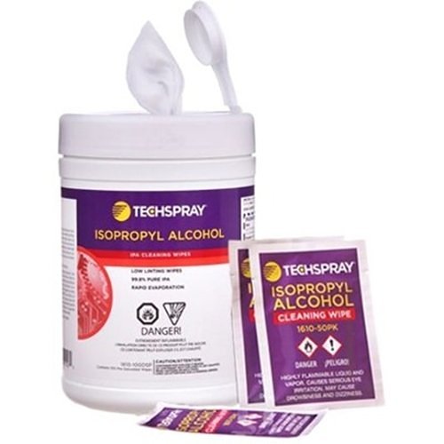 Techspray 1610-50PK Isopropyl Alcohol (IPA) Individually Wrapped Wipes 99+%, 50-Pack