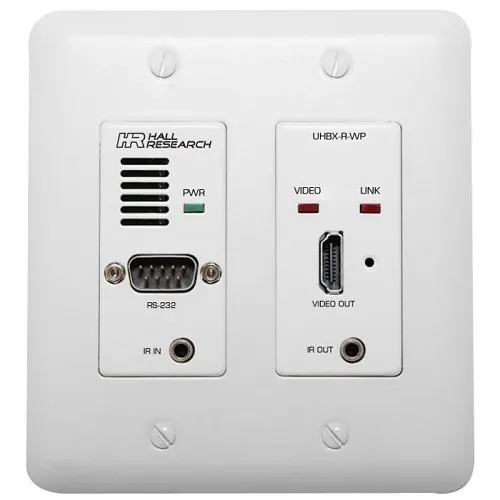 Hall UHBX-R-WP HDBASET Wallplate Receiver with Infrared Remote Control, 6', White