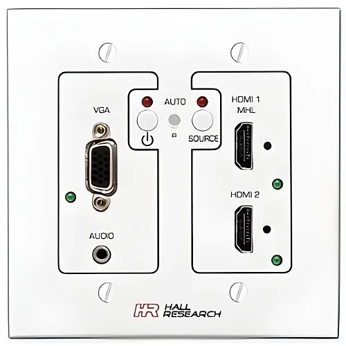 Hall UHBX-SW3-WP VGA and Dual HDMI Auto-Switching Wall-Plate with HDBaseT