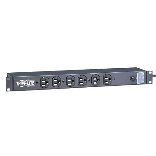 Eaton Tripp Lite RS-1215 1U rackmount power strip, 120V 15A, 5-15P, 12 outlets (6 front, rear), 15' (4.57 m) Cable