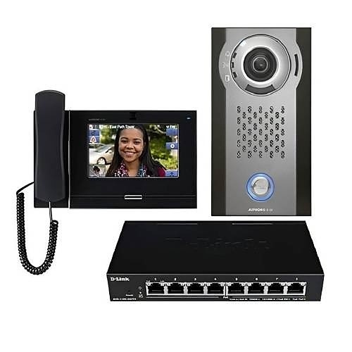 Aiphone IXS-HBDV IX Series Configuration File Plug-N-Play 4-Piece Kit, Includes (1) IX-DV, (1) IX-MV7-HB, (1) 8-Port PoE Switch, (1) USB Drive