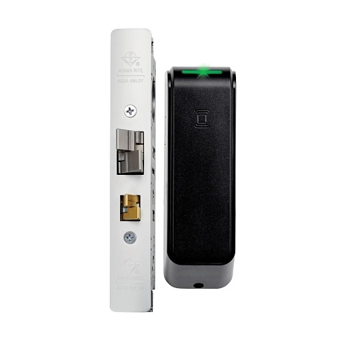 Adams Rite DL100-4201-IPS-628 DL100 Aperio Wireless Deadlatch with Card Reader, Fail Secure, 1-1/8" Backset, Clear Anodized