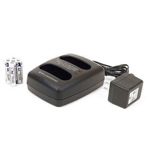 Williams AV BAT KT6 3V Dual Drop-In Charger 2-Piece Kit for Body-Packs, 2-Bay, (1) CHG 3502, (2) BAT 026-2 AA NiMH batteries