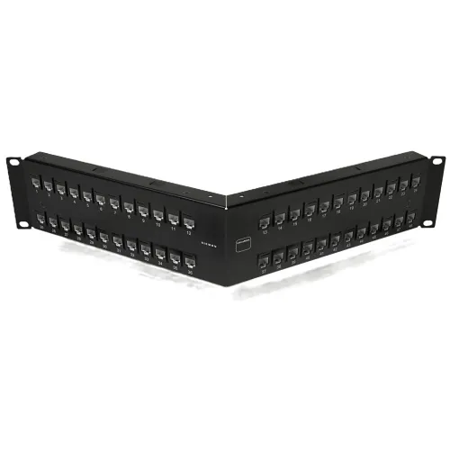 Siemon UP6-A2-48L-RS UltraMAX 48-Port Detached Wire Manager Patch Panel, Preloaded, UTP, CAT6a, Angled, 2U, Copper, Black