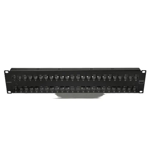Siemon UP6A-F2-48K-RS CPR Panel UMax with Jacks, UTPCat6a, 48 Port, Flat, 2U, Black