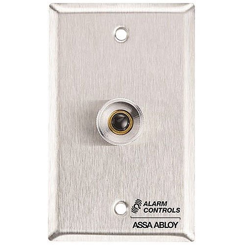Alarm Controls RP-26A Remote Wall Plate with N/C Black Push Button, Guard Ring, Single Gang, Stainless Steel