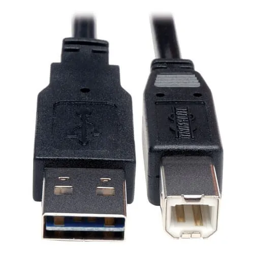 Eaton Tripp Lite UR022-001 1' USB 2.0 A/B Cable, Reversible A to B, 480 Mbps, Black