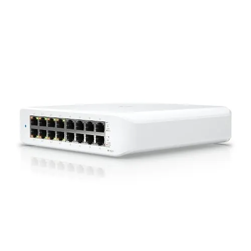 Ubiquiti USW-LITE-16-POE 16-Port Lite 8 PoE Layer 2 Switch, White