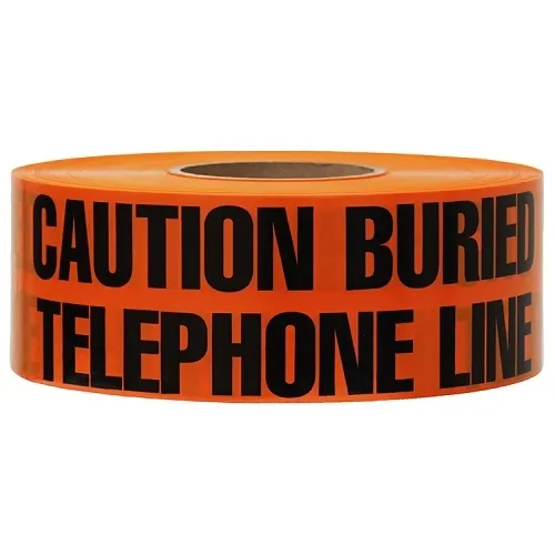 Dottie UT17D Underground Tape, 'Caution Buried Telephone Line Below' Text, 3" x 1000', Orange