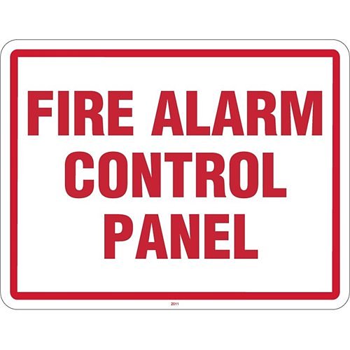 Maxwell SN-FIRE2 Fire Alarm Control Panel Sign, 11"x 8.5", Red and White