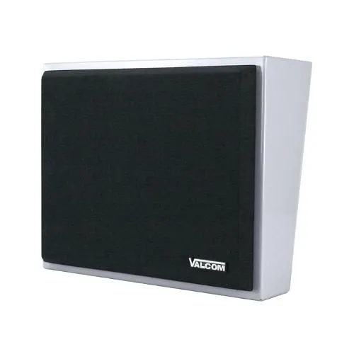 Valcom V-1052C One-Way 8" Angled Metal Wall Speaker, Black Grille, Gray