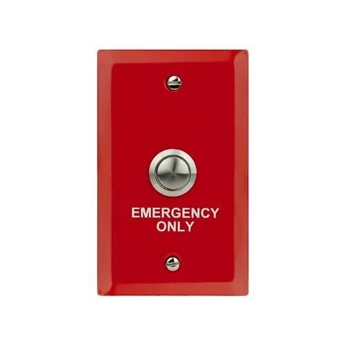 Valcom V-2976 Vandal-Resistant "Emergency Only" Call Button, 18 Gauge Steel Plate, High-Gloss Red