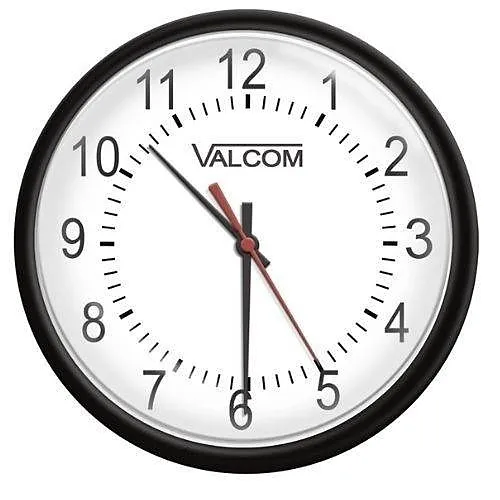Valcom V-A2412B 12" Analog Clock Wired 24VDC, Black