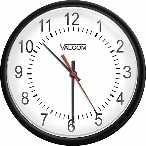 Valcom V-AW16B 16" Wireless Analog Clock, Battery Operated, Black