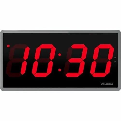 Valcom V-D2440B 4" Indoor Wired Digital Clock 24VDC with 4-Digits, Black/ Gray