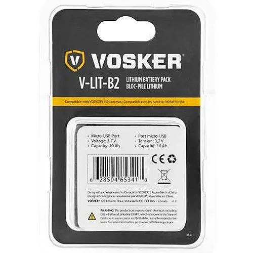 VOSKER V-LIT-B2 Extra Rechargeable Lithium Battery Pack for Vosker V150 Mobile Security Cameras