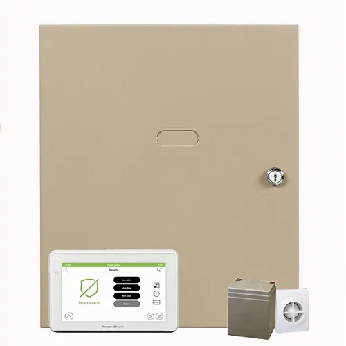 Honeywell Home V128BPT-K228 VISTA Light Burglary Alarm 128-Zones and 8-Partitions, 7" Touchscreen Keypad with Voice Annunciation, Wired Motion Detector, 2-Tone Siren and 4000mAh Sealed Acid Battery