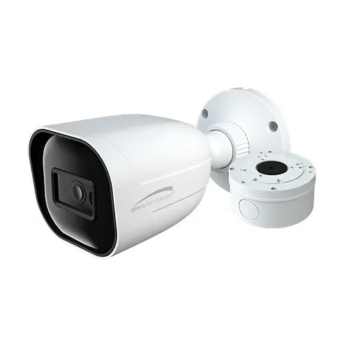Speco V5B3 5MP HD-TVI IR Bullet Camera with Built-In Microphone and Junction Box, 2.8mm Lens, White