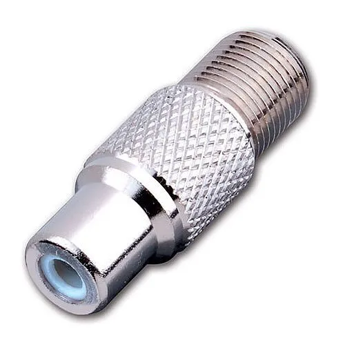 Vanco VAD20 Female "F" to RCA Female Jack Adapter, Nickel, 1-Pack