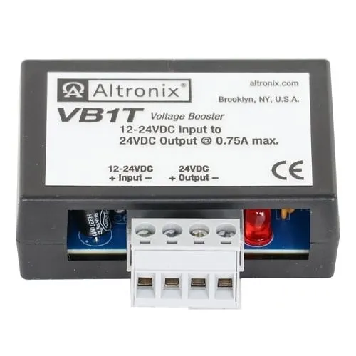 Altronix VB1T Voltage Booster, Converts 12-24VDC to 24VDC at .75A, Terminal Block