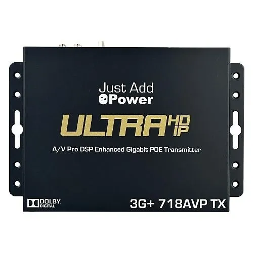 Just Add Power UL-718AVP Ultra HD IP A/V Pro DSP Enhanced Gigabit PoE Transmitter, 10W PoE (Previous VBS-HDIP-718AVP)
