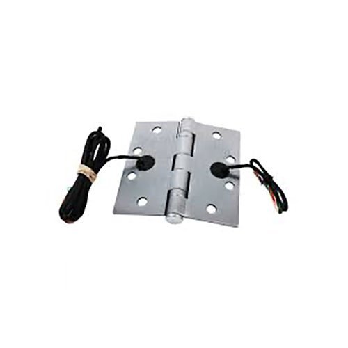 RCI 95216 Electrified Hinge, 2 + 4 Wire 4-1/2" x 4" x 5 Knuckle x 4' Lead, Brushed Chrome