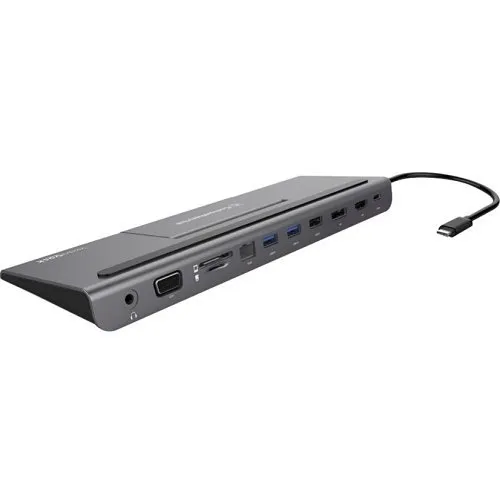Comprehensive VDK-3300 VersaDock USB-C 4K Triple Display Docking Station with HDMI, DP, VGA and Ethernet, Dark Grey