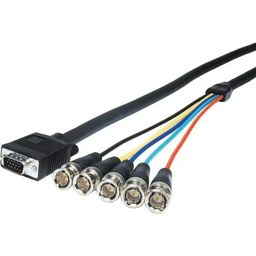 Comprehensive VGA15P-5BP-6HR Pro AV/IT Integrator Series Certified VGA HD15 Plug to BNC Plugs Cable, 6' (1.82m), Nickel Connector