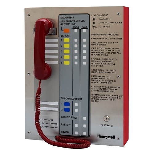 Honeywell Area of Refuge HON-AOR-5-R Analog Command Unit with 5-Station Capacity, Red