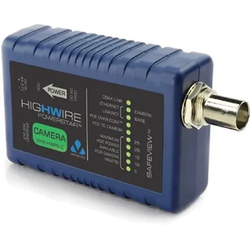 Veracity VHW-HWPS-C HIGHWIRE Powerstar Ethernet and PoE Over Coax Converter, Camera Unit