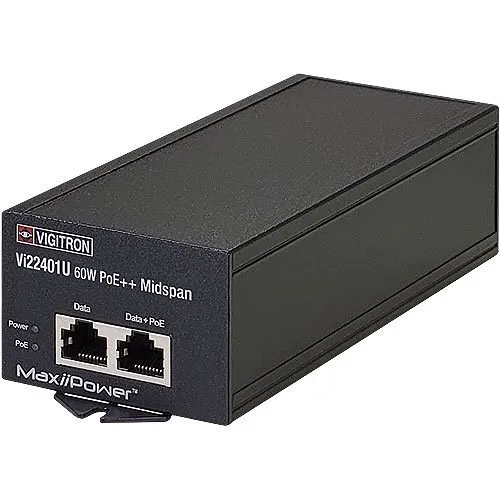 Vigitron Vi22401U MaxiiPower 1-Port PoE Midspan with Built-In Power Supply, 60W