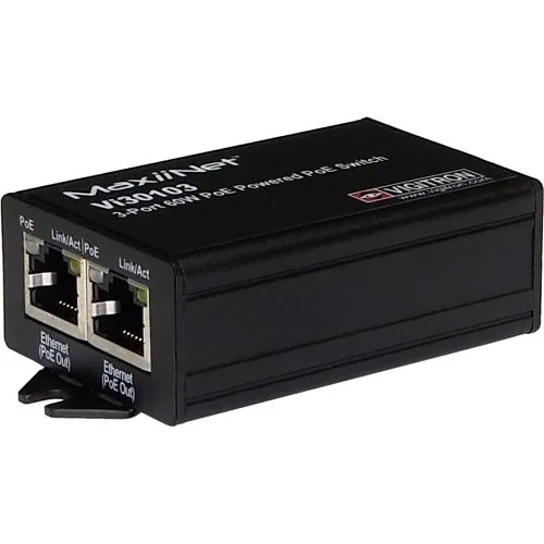 Vigitron Vi30103 Drop and Insert 3-Port PoE Switch, 60W