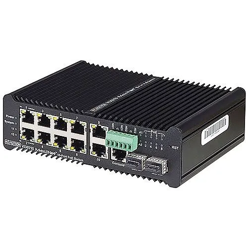 Vigitron Vi30210 10-Port Hardened Managed Industrial PoE Ring Switch, 90W