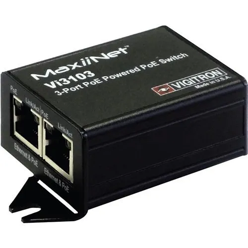 Vigitron Vi3103 MaxiiNetTM L2 Drop and Insert PoE+ 3-Port Switch, 30W